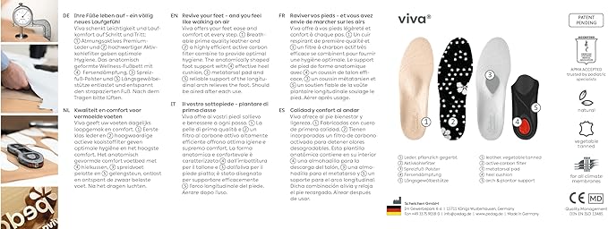 Pedag Viva | Leather Arch Support Inserts | Handmade in Germany | Plantar Fasciitis Relief | Heel Cushion | Activated Charcoal Odor Control | Metatarsal Support Pad | Tan | Men US 18/ EU 51