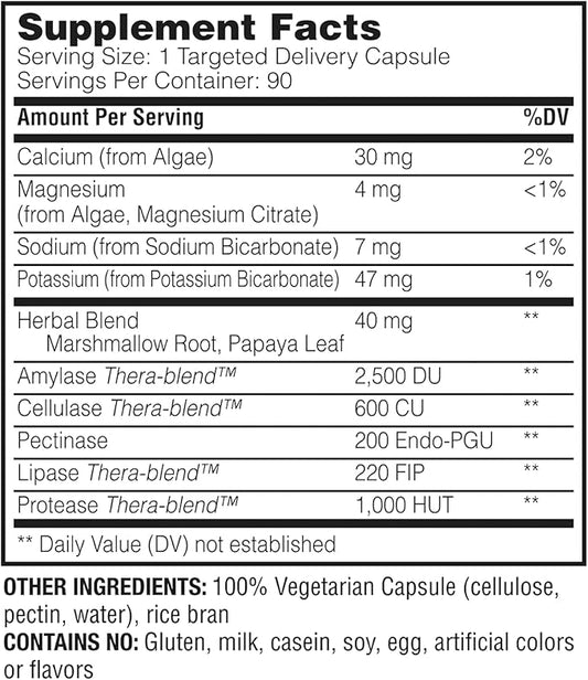 Enzymedica, pH-Basic, Includes Digestive Enzymes, Nutrients & Herbs, Supports Healthy Digestion & pH Balance, 90 Count - FFP