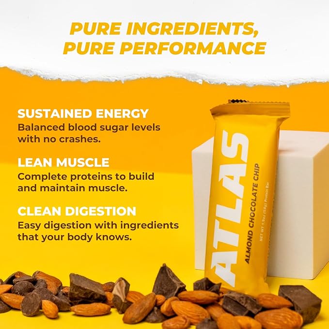 Atlas Real Food Protein Bar – 20g Clean Protein, 1g Sugar, No Seed Oils, No Artificial Sweeteners (Variety, 12 Count)