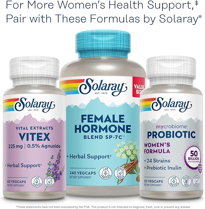 SOLARAY Once Daily Phytoestrogen - Phyto Estrogen Supplement for Women with Black Cohosh, Dong Quai, Wild Yam, Soy Isoflavones - Women's Health Support - 60-Day Guarantee, 30 Servings, 30 VegCaps