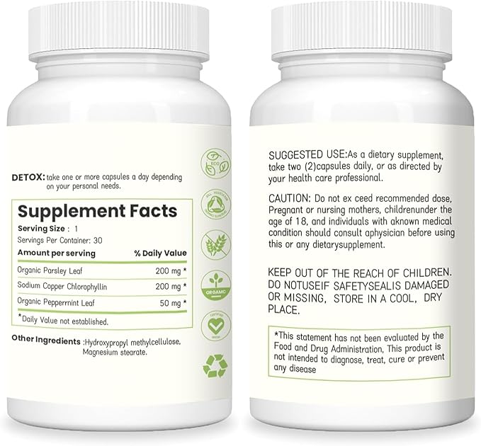 Generic Body Deodorizing Supplement Works, Chlorophyll Capsules for Body Odor, Pills for Body Odor Control, Internal Deodorant, Immune & Digestion Support, Vegan Friendly (1pcs), Green