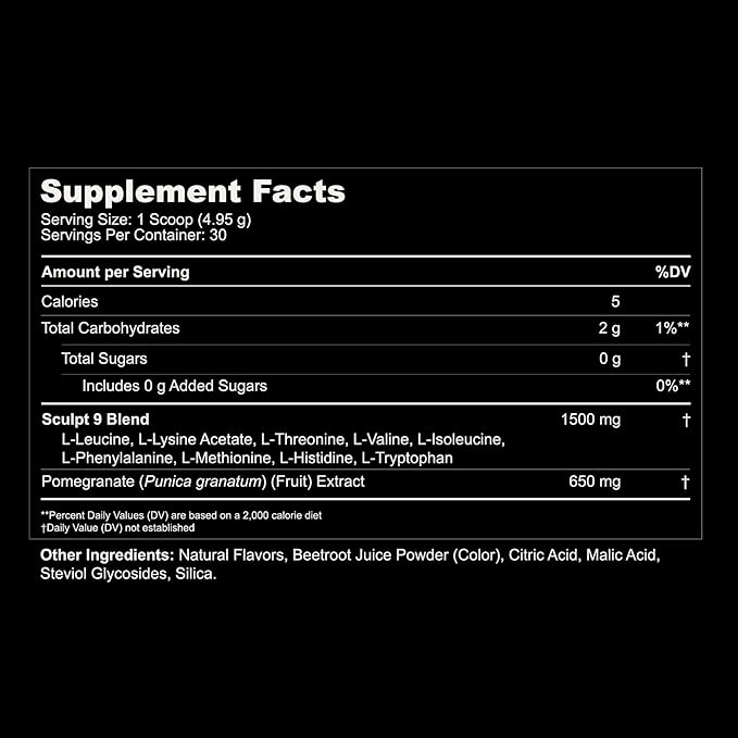 PVOLVE Sculpt 9 EAA & BCAA Powder for Women | Very Berry Flavor | Essential Amino Acids Supplement for Lean Muscle, Recovery & Strength | Non-GMO