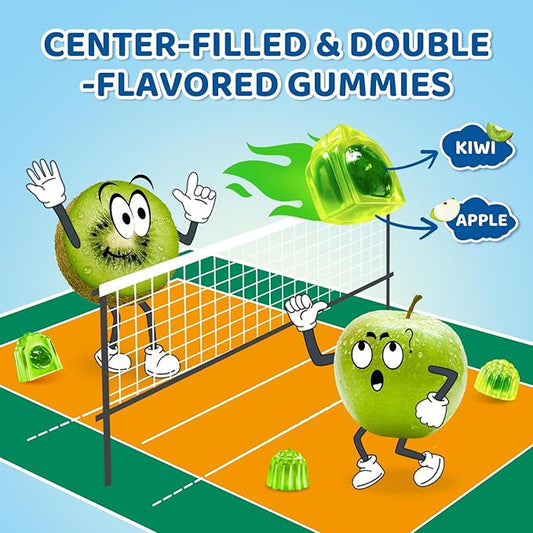 Center-Filled Magnesium Gummies for Kids 300MG - Magnesium Glycinate Gummies with L-theanine, Omega-3, Vitamin B6, D for Kids & Adults, Supplement for Sleep, Calm & Muscle Relaxation - Apple & Kiwi