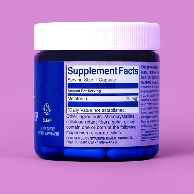 Swanson WIO Complete Sleep Makeover for Better Sleep, Relax, Relaxation, Extra Strength Circadian Sleep Cycle Support, Melatonin 10 mg, Wellness - 4 oz Bottle, 30 Capsules (30-Day Supply)