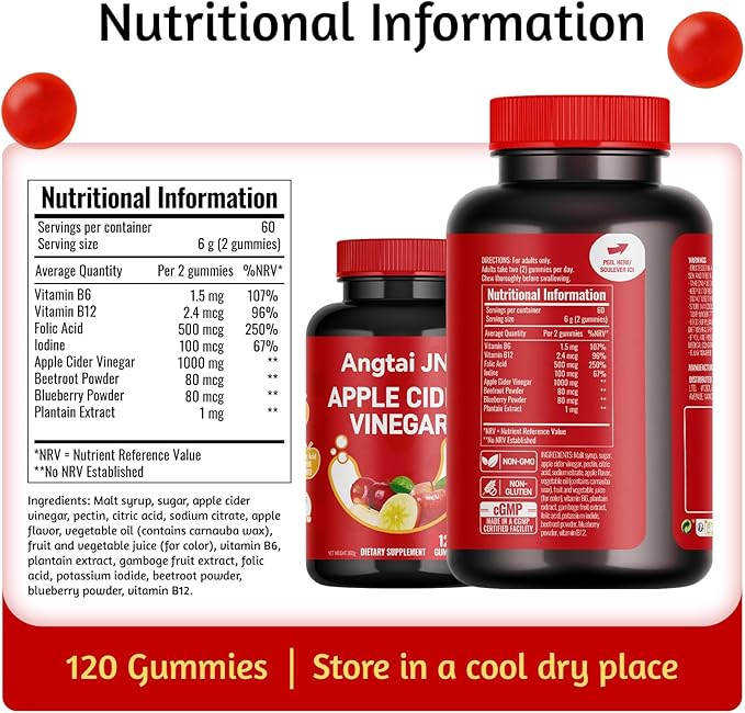 Apple Cider Vinegar Gummies, 120 Count, Max Strength 1000mg, ACV Supplement Gummy with B Vitamins & Antioxidants, Supports Metabolism, Digestion, Gut & Immune Health, Gluten-Free, Vegan & Non-GMO