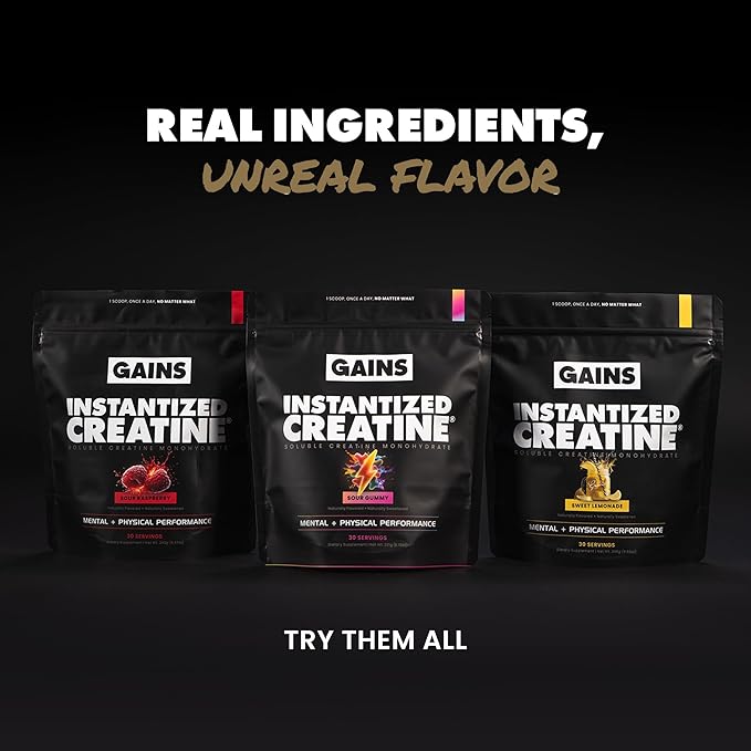 Gains in Bulk Instantized Creatine Monohydrate for Men & Women, Soluble Creatine Powder, Supports Muscle Building, Strength and Performance, Bodybuilding Supplements, Unflavored, 30 Servings