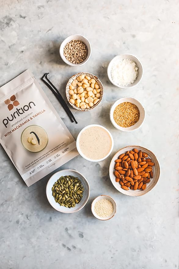 Purition Low Carb Macadamia & Vanilla Natural Gluten Free Protein Powder for Keto Diet Shakes and Meal Replacements Shakes with Only Natural Ingredients, 1 Bag (12 Servings)