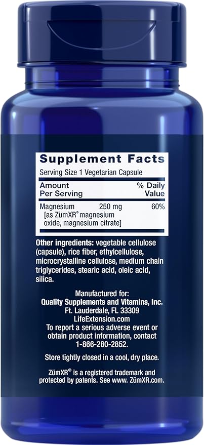 Life Extension Extend-Release Magnesium,prolonged Heart & Bone Health Support,Cardiovascular & Blood Pressure Health Support,bioavailable Formula,Gluten-Free,Non-GMO,Vegetarian,60 Capsules,(Pack of 2)