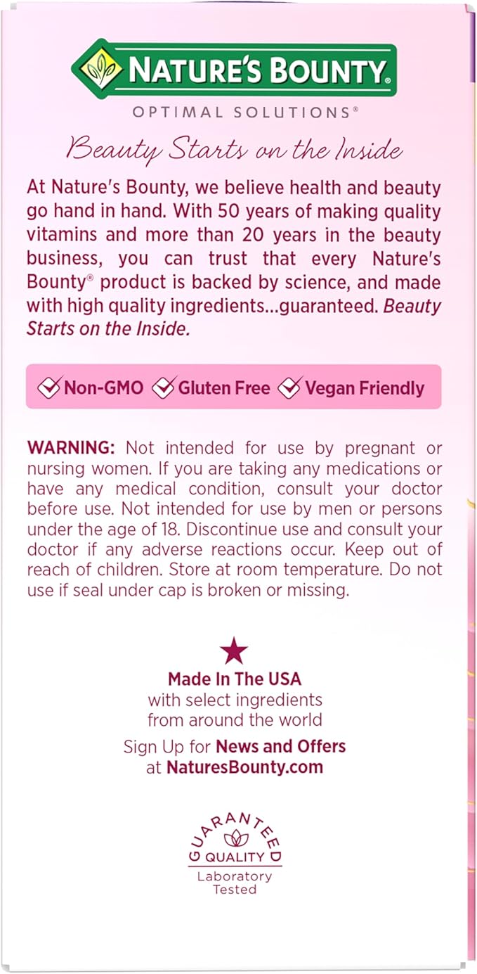Nature's Bounty Optimal Solutions Advanced Menopause Relief, Menopause Supplement for Women Featuring Siberian Rhubarb, Hotflash Relief, No Added Hormones, Drug-Free, 30 Tablets, 30 Total Servings