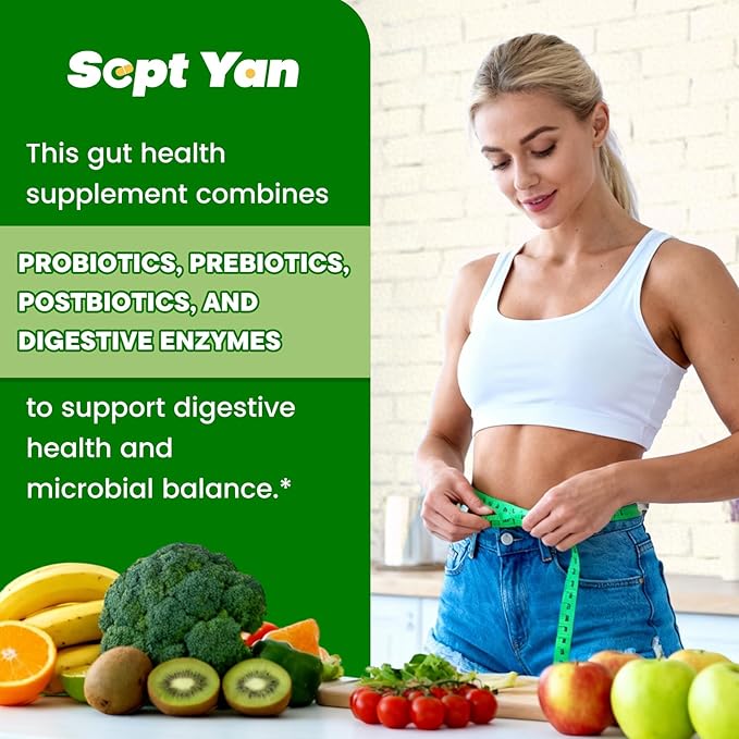Gut Health Supplement with Prebiotics, Postbiotics & Probiotics for Digestive Health for Women & Men, 80 Billion CFU Probiotics for Gut and Digestion, Immune Support, 90 Capsules