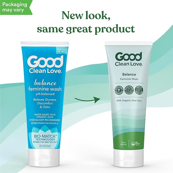 Good Clean Love Balance Feminine Wash, pH-Balanced Vaginal Moisturizer Cleanser for Women with Natural Ingredients, Gentle Cleansing Feminine Care Product, Reduces Vaginal Dryness & Odor, 8 Oz