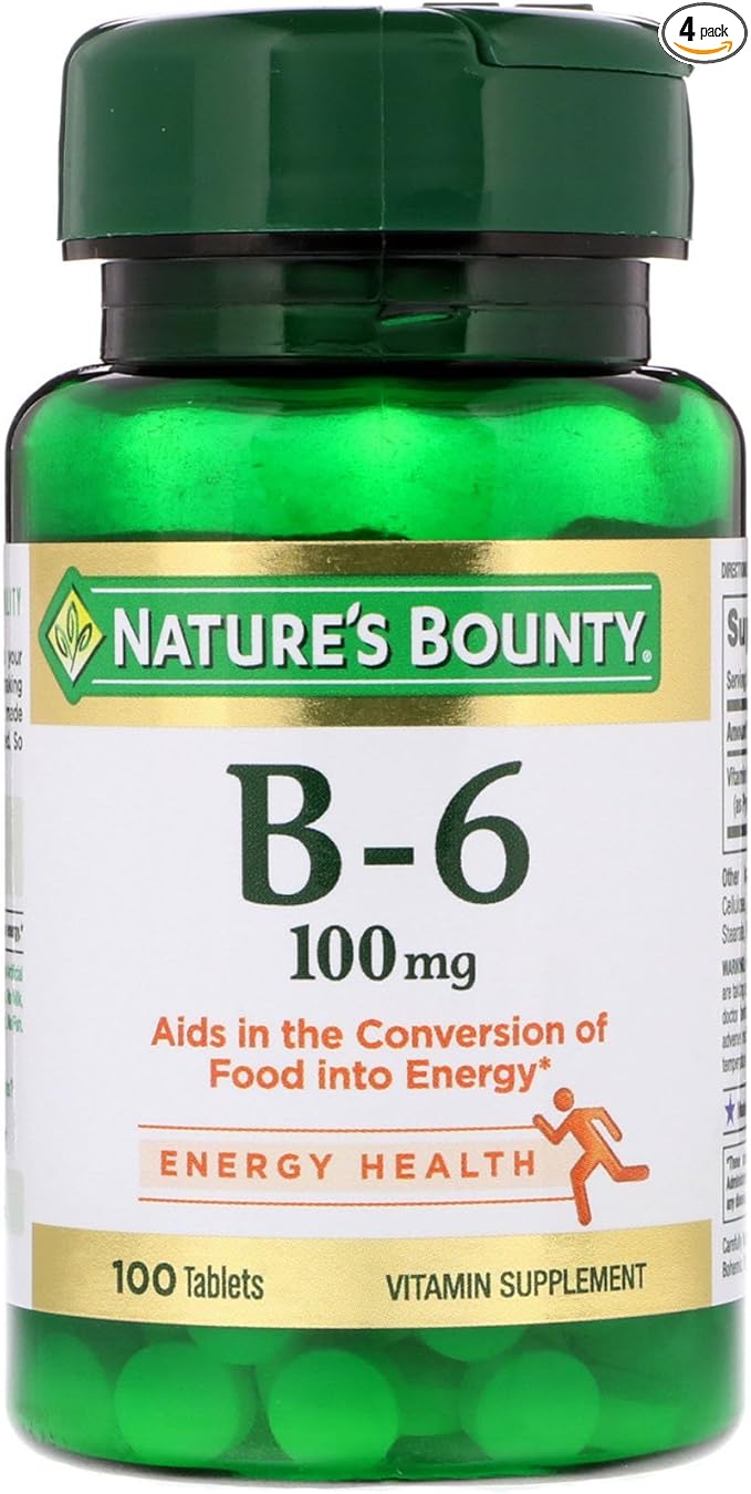 Nature's Bounty Vitamin B6, 100mg, 100 Tablets (Pack of 4)