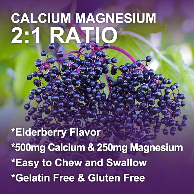 WOGORGT Calcium Magnesium Zinc Gummies with Vitamin D3 - High Absorption Complex Calcium Supplement with Sea Moss, Elderberry for Bone, Muscles, Immune, Mood & Sleep Support, Vegan - 60 Gummies