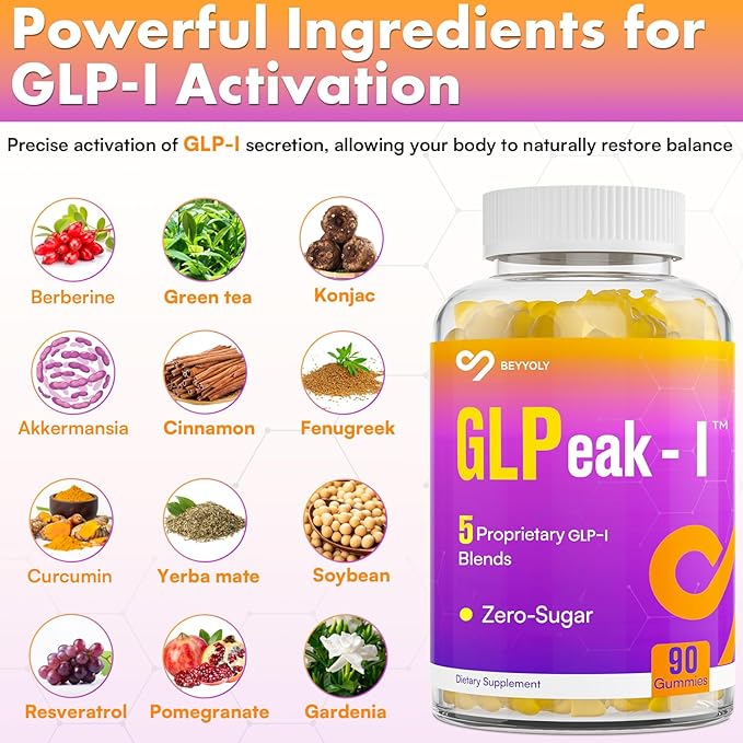 GLP-I Probiotic Gummy for Women and Men, 17-in-1 GLP-I Supplement with Akkermansia Probiotic, GLP-I Berberine Gummies, GLP-I Akkermansia Gummy, Yuzu Flavor, Zero-Sugar, 90 Gummies