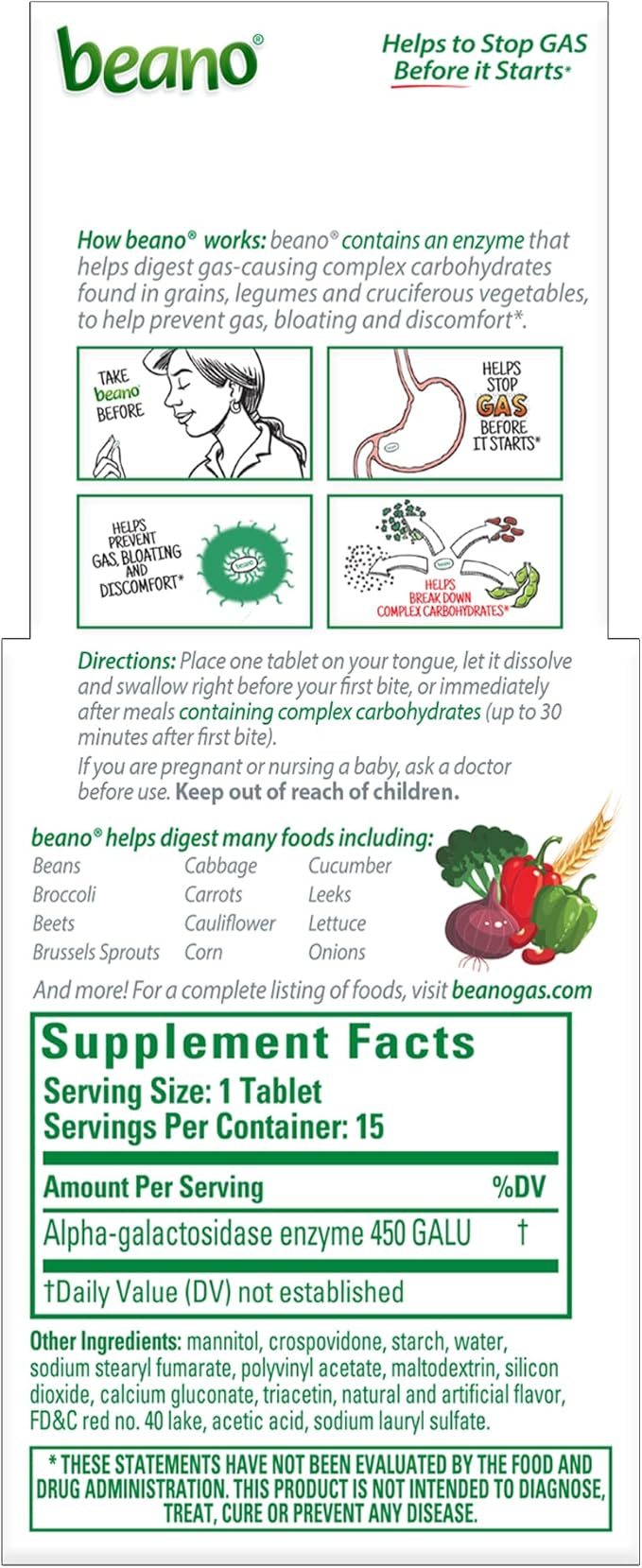 Beano Meltaways Digestive Enzyme Supplement - Strawberry Flavor, Dissolvable Supplement with Enzymes for Digestion, Gas Prevention & Bloating Relief, 15 Count