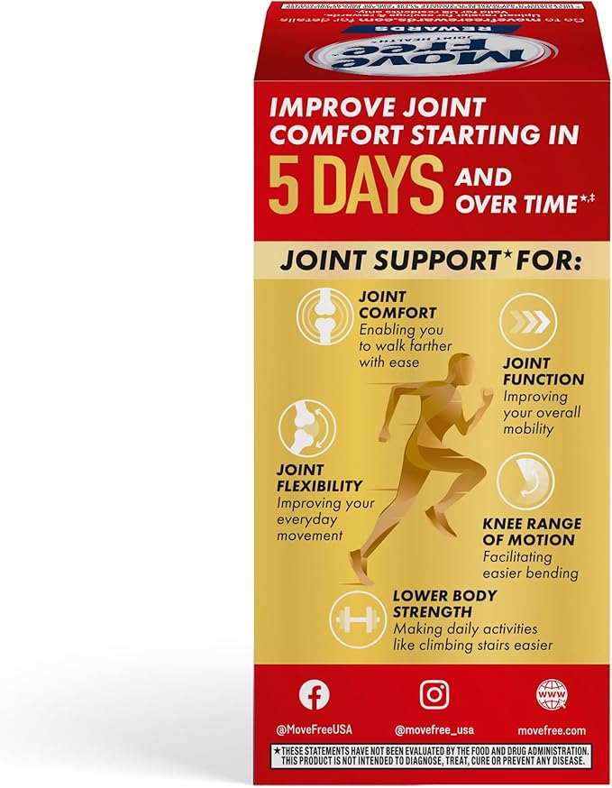 Move Free Advanced 5-Day Joint Support Supplement with Turmeric Curcumin & Tamarind (TamaFlex) Glucosamine, & Vitamin D3 for Joint Health, Bone Strength, Cartilage, and Knee Range of Motion. 90 Count