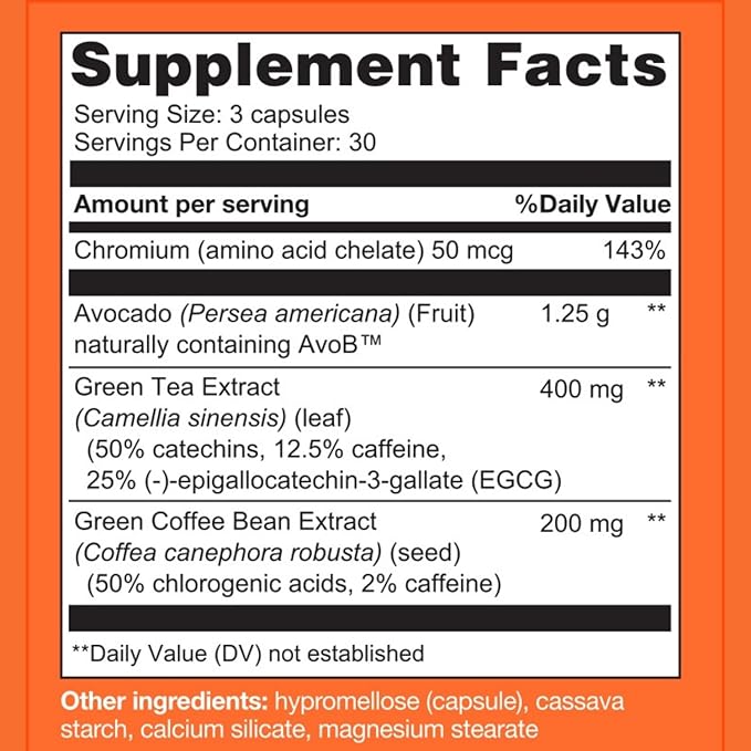 Metavo Advanced Weight Support – Natural Diet Supplements with Essential Nutrients for Promoting Wellness, Enriched with Avocados, Green Tea, Chromium & Green Coffee, 90 Easy-to-Swallow Diet Pills