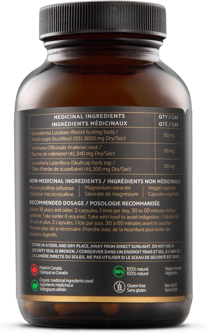 Sleep - Natural Sleep Supplement with Reishi, Valerian Root, and Skullcap | Regulating Long-Term Sleep Cycles - 60 Capsules