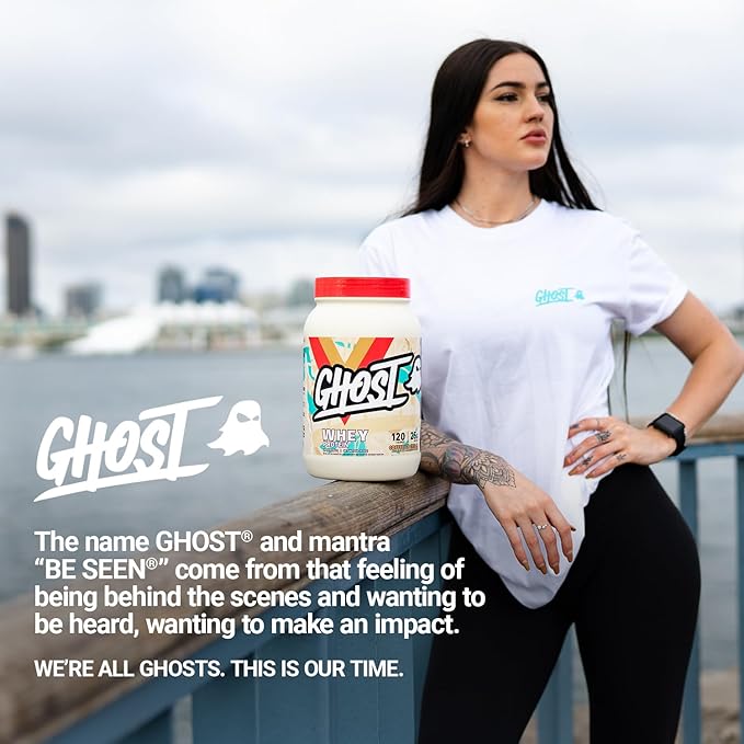 GHOST Whey Protein Powder, Coffee Ice Cream - 2LB, 25G of Protein - Whey Protein Blend - Post Workout Fitness & Nutrition Shakes, Smoothies, Baking & Cooking - Soy & Gluten-Free