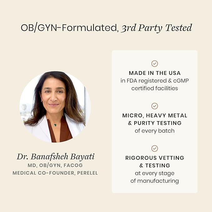 Perelel Peri Support Pack, Perimenopause Vitamins for Women, for Womens Nutrition Support & Overall Wellness, Soy & Gluten Free, Non GMO, 30 Daily Pill Packs