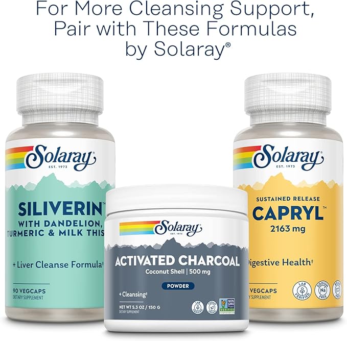 SOLARAY Yeast Cleanse, Antioxidant Support with Caprylic Acid, PAU d'Arco, Licorice Root Extract and Grapefruit Seed Extract, 60-Day Guarantee, 60-Day Guarantee, 60 Servings, 360 VegCaps