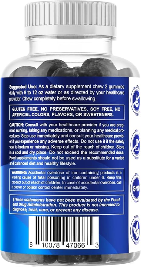 Vitamatic Iron Gummies Supplement for Women & Men - 20mg Serving - 60 Vegan Gummies - Great Tasting Iron Gummy Vitamins with Vitamin C (60 Count (Pack of 3))