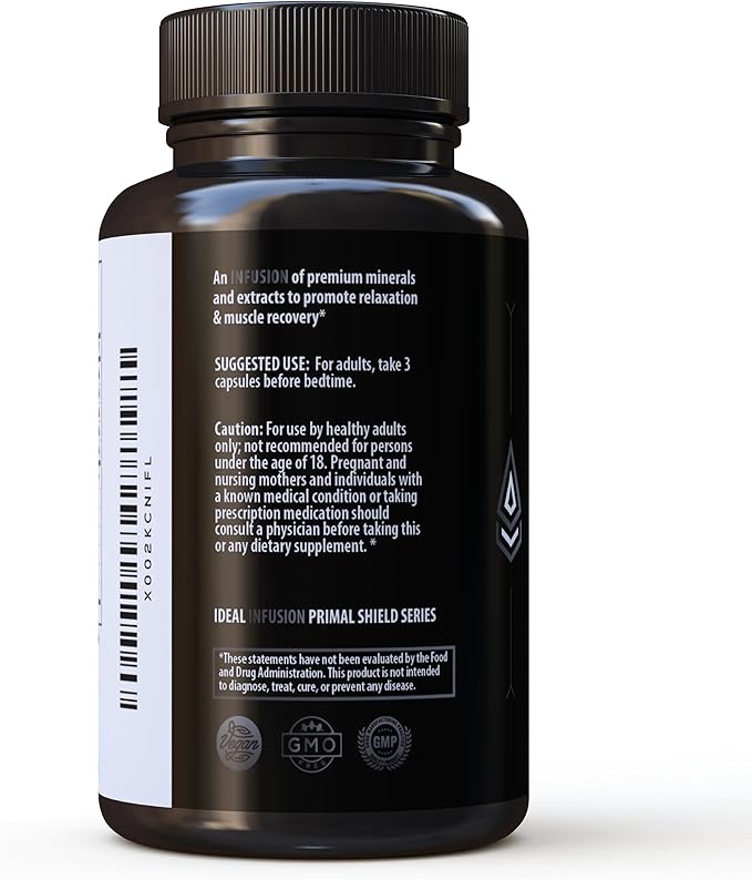 Ideal Infusion Nighttime Muscle Recovery & Deep Sleep Supplement: Stress Support and Hormone Balance - Zinc + Magnesium Glycinate, Ashwagandha KSM-66 - Melatonin-Free (90 Capsules)