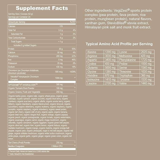 Vegan Sport Protein Powder Vanilla – 30g Plant Based Protein, VELOSITOL, BCAAs, Organic Greens & Fruits, Probiotics, Tart Cherry for Post Workout Recovery, Inform Sports Certified Keto - 20 servings