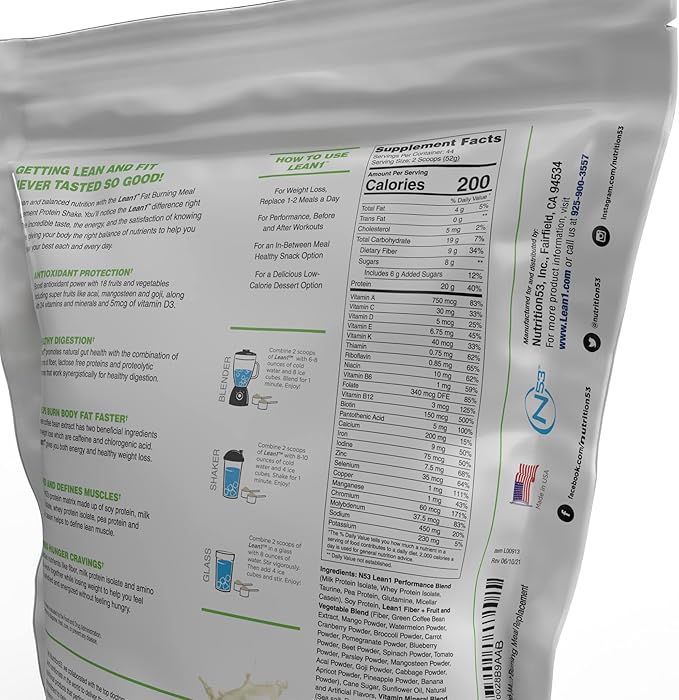 Lean1 Vanilla, Meal Replacement Protein Shake, 44 Servings in a 5lb Bag