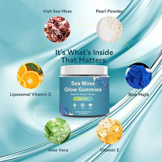 BalmBare Hair Revive Gummies - Irish Seaweed & Pearl Powder, Hair Skin Nails Support, Vegan Non-GMO Gluten-Free, Daily Supplement for Men & Women - 60 Count