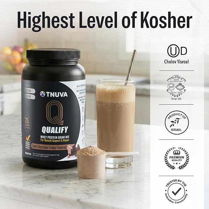 Dark Chocolate Whey Protein Powder. 25g Protein Shake for Post Workout Recovery, Smoothie & Baking. Gluten & Sugar Free, Highly Kosher, With Amino Acids (5.5g BCAA, 2.7g Leucine), 1.65lbs, 23 Servings