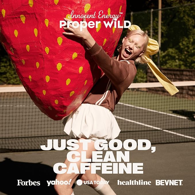 Proper Wild Energy Chews & Gummies for Focus & Clean Energy, Vegan with L-Theanine & Organic Caffeine, Plant-Based, Gluten-Free, Non-GMO, Strawberry (10-Pack)