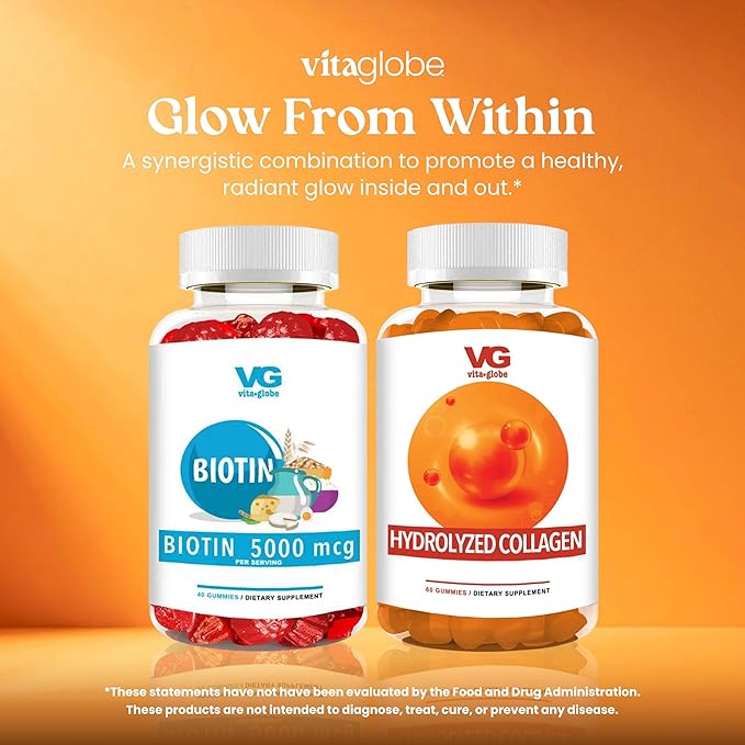 VITA GLOBE Collagen Gummies – 200mg Hydrolyzed Collagen Types I, II, III, V & X | Supports Hair, Skin, Nails, Joints & Bones | Beauty & Wellness Supplement for Women & Men – 60 Count (Pack of 1)