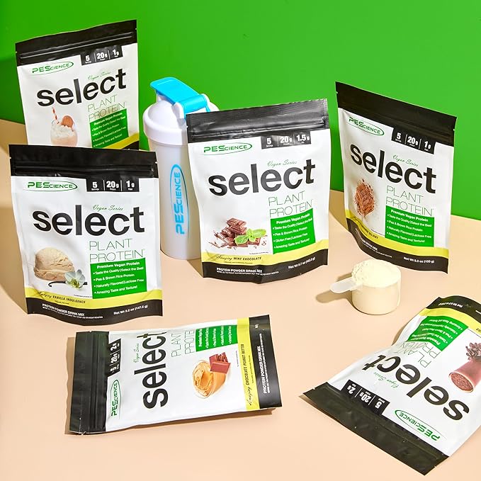 PEScience Select Vegan Protein Powder, Plant Based Protein Powder, Amazing Taste, Smooth Texture, Pea and Brown Rice Blend, Dairy Free, Lactose Free, Gluten Free – 5 Flavor Variety Pack, 25 Servings