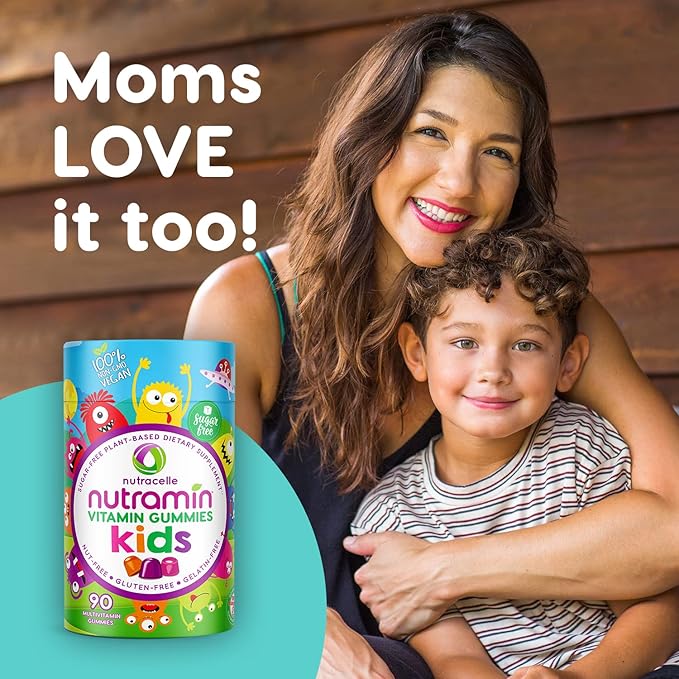 Nutracelle NUTRAMIN Sugar-Free, Allergen-Free 100% Vegan Gummy Multivitamins for Kids - Great Tasting Natural Gummies Your Kids Will Love - 90 Count Bottle