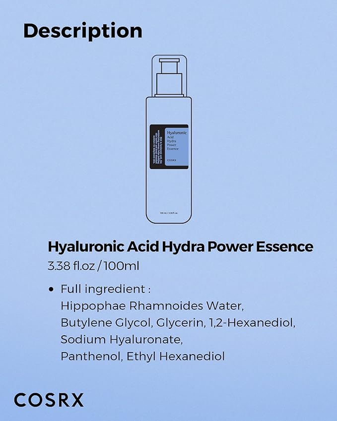COSRX Hyaluronic Acid Toner, 3.38 fl.oz / 100ml, For Dry Skin, Lightweight Daily Essence, Day and Night, Korean Skin Care, Animal Testing Free, Paraben Free