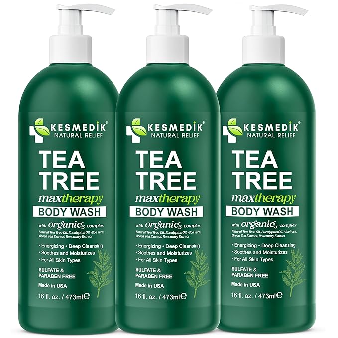 Tea Tree Body Wash MaxTherapy, Itchy Skin Relief Soap, Soothes Jock Itch, Athlete's Foot, Acne, Eczema, Psoriasis & Sensitive Skin, Intimate Wash, Men & Women, 3-Pack, Original Edition