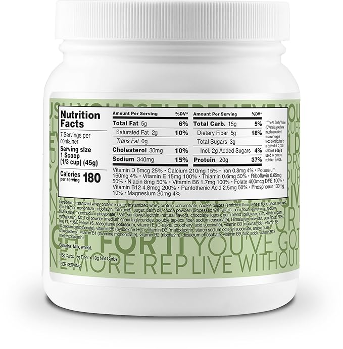 TransformHQ Meal Replacement Shake Powder 7 Servings (Mint Chocolate Chip) - 20G Protein per Serving, Non-GMO