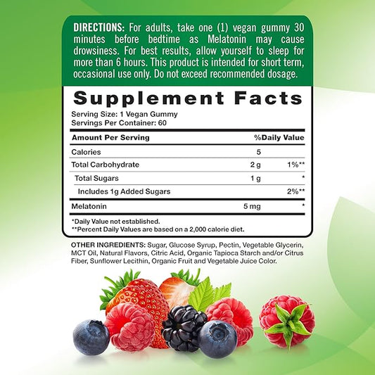 Nature's Truth Melatonin Gummies 5mg | 60 Count | Mixed Berry Flavor | Vegan, Non-GMO & Gluten Free Supplement