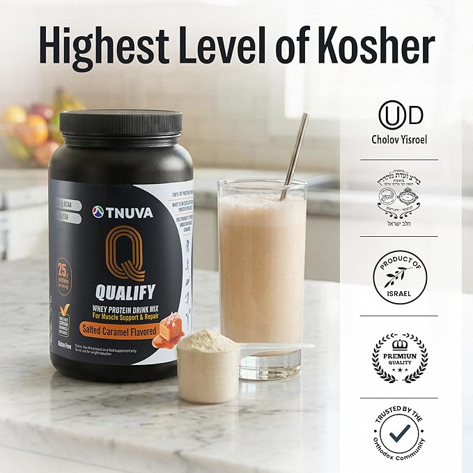 Salted Caramel Protein Powder. 25g Protein Shake Powder for Post Workout Recovery, Smoothie & Baking. Gluten & Sugar Free, Highly Kosher, Amino Acids (5.5g BCAA, 2.7g Leucine), 23 Servings
