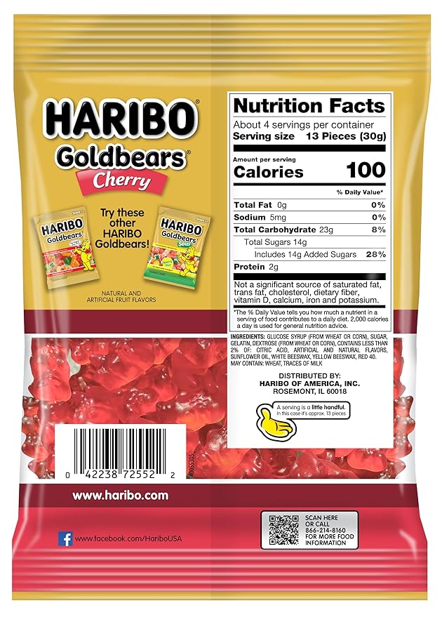 Haribo Gummi Candy | Goldbears Single Flavor Limited Edition | Cherry, 4 oz. (Pack of 12)