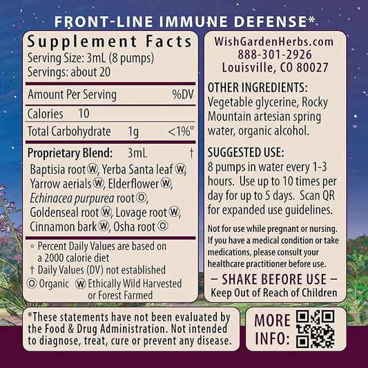 WishGarden Herbs Kick-Ass Immune Liquid Herbal Immune Support Supplement – Echinacea & Goldenseal with Elderflower (Sambucus Nigra) – Herbal Immunity Boost & Lymphatic Support Drops – Vegan – 2 oz