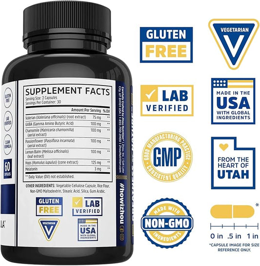 ZHOU Driftoff - Nature Inspired Sleep Aid, Valerian Root & Melatonin for Sleep for Men & Women, Calm Sleeping Supplement for Adults with GABA & Chamomile to Relax - 60 Veggie Capsules (Pack of 2)