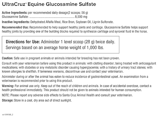 UltraCruz-sc-516456 Equine Glucosamine Sulfate Joint Supplement for Horses, 4 lb, Pellet (32 Day Supply)