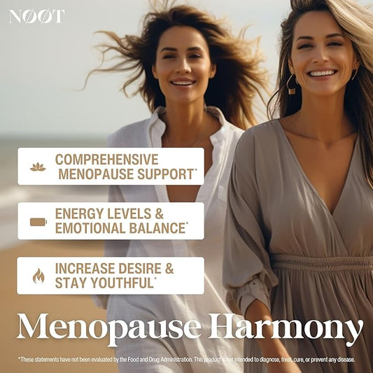 NOOT Menopause Harmony - Menopause Supplements for Women, Night Sweats & Hot Flash Relief, Hormone Balance for Women with Aguaje Fruit, Genistein and Vitex, Biohacking & Nootropics, 60 Capsules