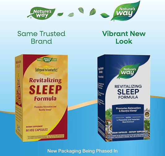 Nature's Way Revitalizing Sleep Formula, Promotes Restful Slumber*, With L-Theanine, Valerian Root Extract, and 5-HTP, 90 Capsules (Packaging May Vary)