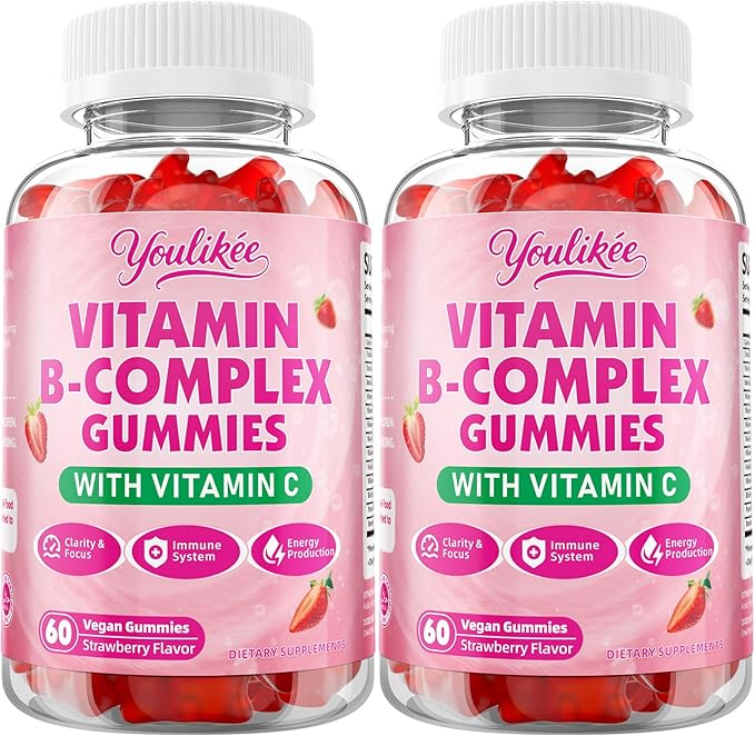 2 Pack Vitamin B-Complex Gummies for Women & Men, Methyl B12, B1, B2, B3, B5, B6, B7 & B9 - Vitamin B Complex with Vitamin C Supports Energy & Immune Function, Strawberry Flavor, 120 Count