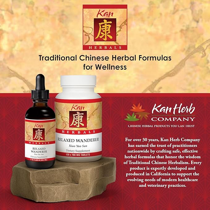 Kan Herbs Relaxed Wanderer Tablets – Traditional Chinese Herbal Blend with Dong Quai, White Peony & Bupleurum to Support Liver Qi Balance & Digestive Harmony, Xiao Yao San Formula, 300 Tablets