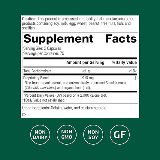 Standard Process Zymex Capsules - Digestive Health Support - Supports Intestinal Health & Balanced pH - Gut Health Supplement with Rice Bran, Spanish Moss, Carrots & Beets - Non-Dairy - 150 Capsules
