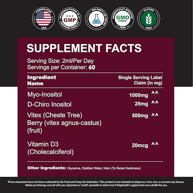 Myo-Inositol & D-Chiro Inositol Supplement for Women - Hormone Balance & Ovarian Support for Women - Ideal 40:1 Ratio, Vitamin D3 + Vitex